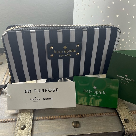 Kate Spade Navy and White Striped Wallet - Picture 2 of 6